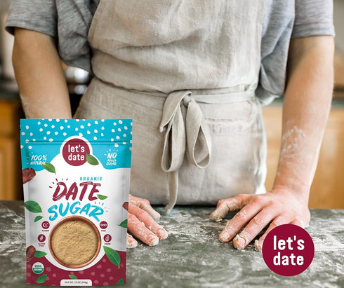 (12oz (Pack 2)) Lets Date | Organic Date Sugar | Excellent Sugar Substitute | Baking Sugar Alternative | Good Source