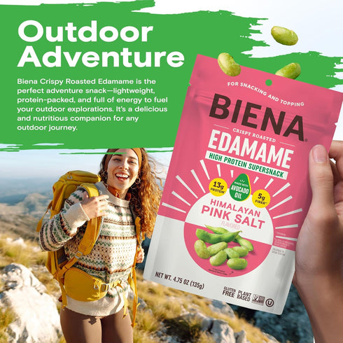 12g-13g 3-Pack 4.75oz, Biena Crispy Roasted Edamame Beans Snack High Protein Snack for Adults & Kids, Protein per
