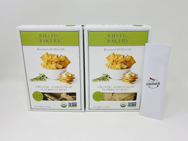 Generic Rustic Bakery Organic Flatbread Bites Rosemary and Olive Oil with Kokobunch Kit