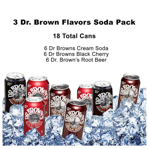 JDS Toy Store (18 Pack): 6 6 6 12oz Dr. Browns Soda Black Cherry, Root Beer, Cream Soda cans