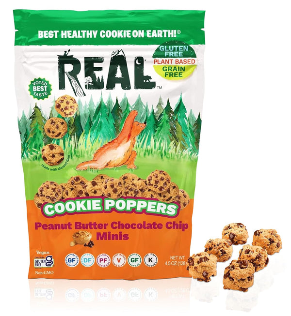 REAL Peanut Butter Chocolate Chip Mini Cookie Poppers Bite-sized Gluten Free Semi