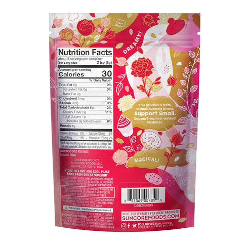 Suncore Foods Dried Rose Buds Bloom, Caffeine-Free Gluten-Free Tea, Non-GMO, 1.5oz (1 Pack)