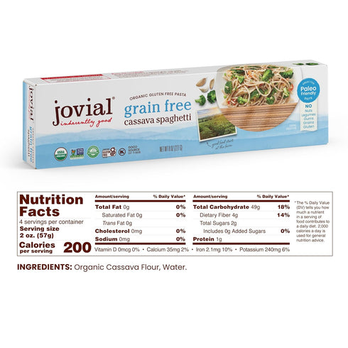 8 Oz, 3 Pack Jovial Grain-Free Cassava Spaghetti - Spaghetti Noodles, Cassava Pasta, Paleo Pasta, Gluten Free Pasta