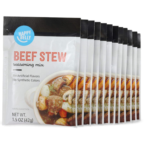 Amazon Brand Happy Belly Beef Stew Seasoning Mix, 1.5 ounce (Pack of 12) | Vegetarian