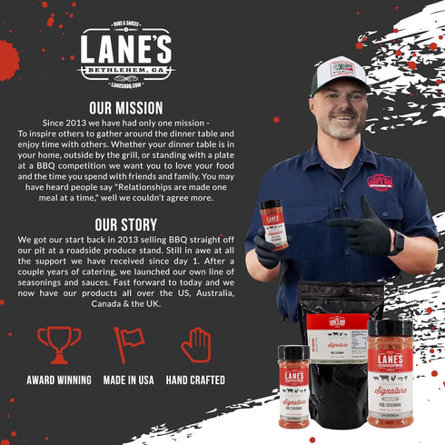 12.2 Oz Lane's Signature BBQ Seasoning Rub, All-Natural BBQ Seasonings and Rubs, Perfect for Beef, Meat, Chicken & Pork