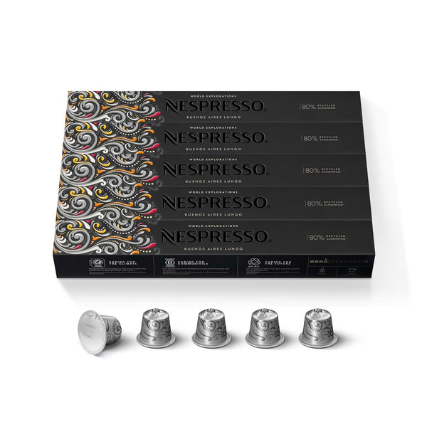 Nespresso Capsules Original Line, Buenos Aires Lungo, Light Roast Coffee, 50 Count