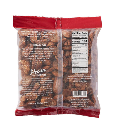 16 oz., Pecan Nation Cinnamon Roasted Georgia Pecan Halves Natural, No preservatives, Antioxidant-Rich, Non-GMO