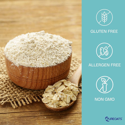 PureOats (4Lb 100% Gluten Free Oat Flour Bag) Whole Grain, Vegan, Allergen Free for Healthy breakfast and more