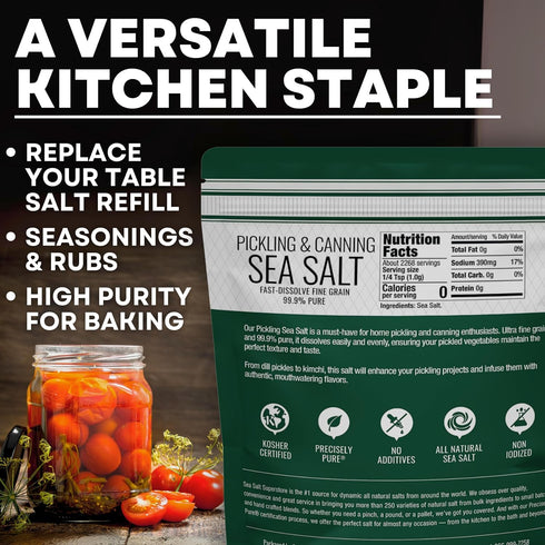 10 lb (2X5 lb) Pickling & Canning Pickling & Curing Salt for Natural Preserving, Fine Kosher Salt for Brining, Bag Non