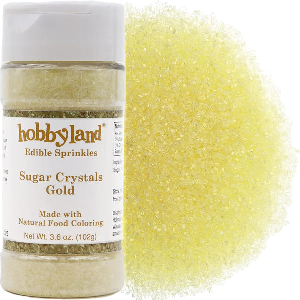 Hobbyland Natural Colored Decorating Sugar Crystals (Gold) Made with Natural Food Coloring,