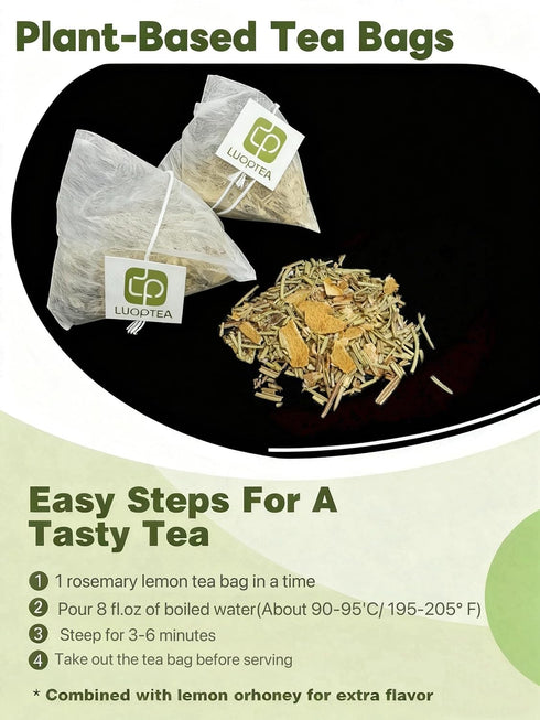 100% (30 luoptea Rosemary &lemon Tea Bags| Natural,Caffeine-Freewith Sun-Dried Lemon Peel &RosemaryLeaves,No-GMO