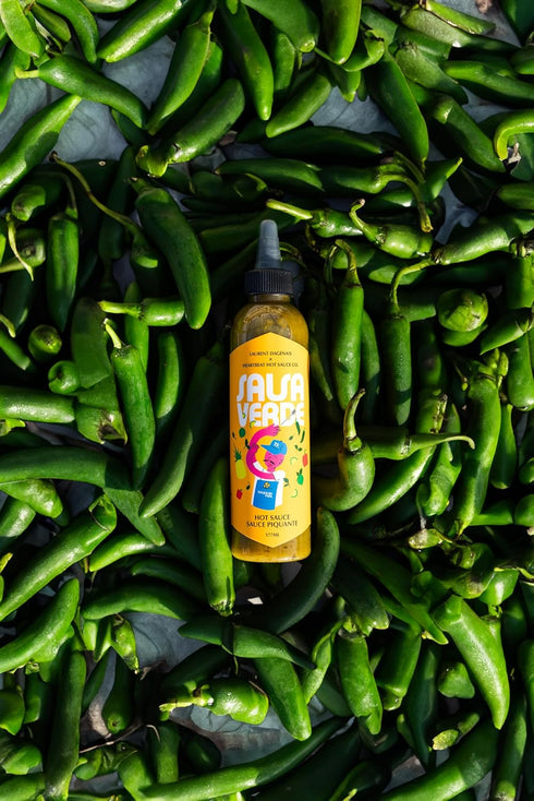 Heartbeat Hot Sauce x Laurent Dagenais Salsa Verde: 6 oz Small Batch, Poblano Peppers, Pineapple, Vegan
