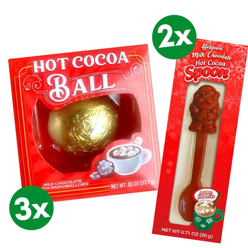 2025 3 2 Needzo Christmas Hot Cocoa Melting Balls with Mini Marshmallows and Chocolate Stirring Spoons, Individually