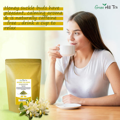 5 OZ (142 Greenhilltea traditional health herbs, Premium Honeysuckle buds grams), honey suckle tea NO GMO, NO