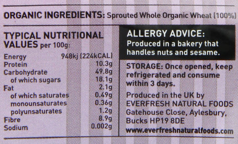 Everfresh 400g Bakery - Organic Sprouted Wheat Bread