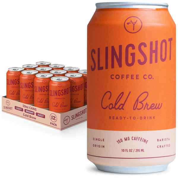 Organic Cold Brew Coffee, 12-Pack Single Origin Ethiopian Unsweetened Black Coffee, Clean
