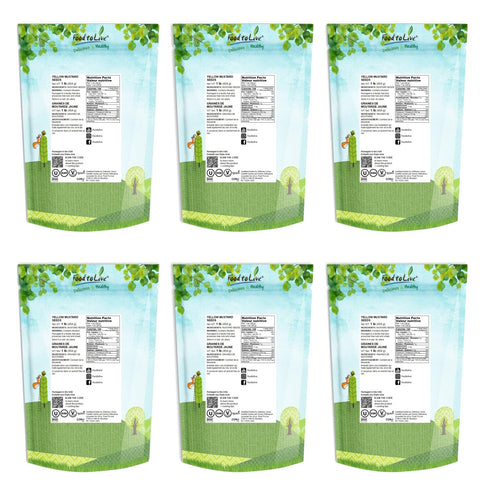 (1 (Pack 6) Food to Live Yellow Mustard Seeds, Pound) Bag of Whole Spice, Vegan, Kosher, Bulk. Spicy, Pungent Flavor.