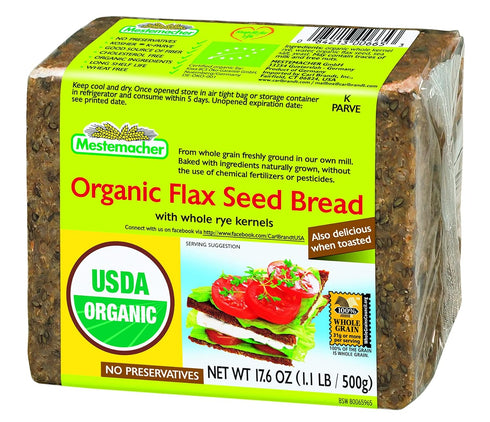 17.6 oz, pack 3 Organic Flax Seed Bread