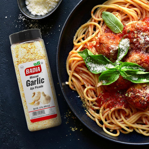 1.5 Badia Garlic Minced, Pound - All-Natural, Non-GMO, Dehydrated Garlic Seasoning