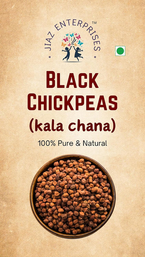 17.6 Oz (500g) Jiaz Enterprises Kala Chana (Desi Chickpeas Chana with skin) ~ Black Chickpeas | All Natural | Gluten