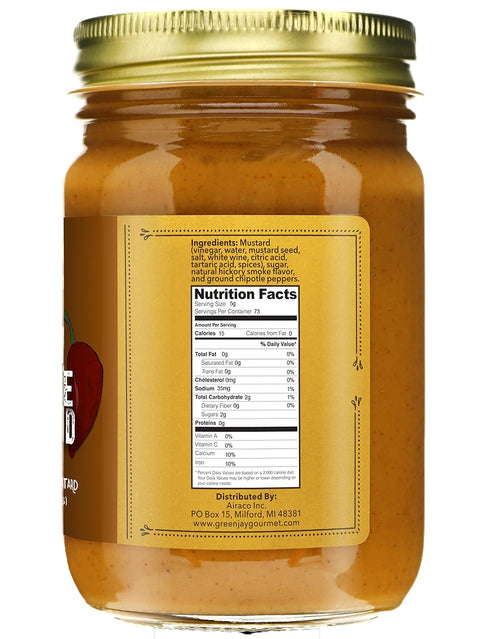 13 Green Jay Gourmet Smoky Chipotle Spicy Mustard - Natural Specialty Spread & Condiment - Tangy Handmade Marinade