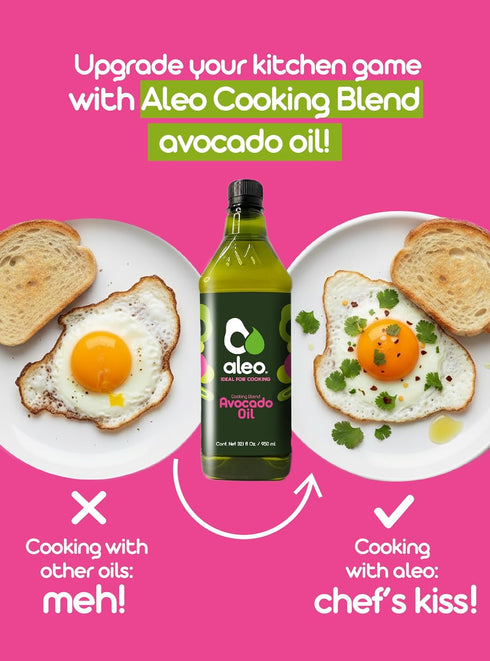 ALEO 32.1 O/950 ml , Cooking blend avocado oil, Keto, Perfect for frying, grilling, roasting & baking, Can help to keep