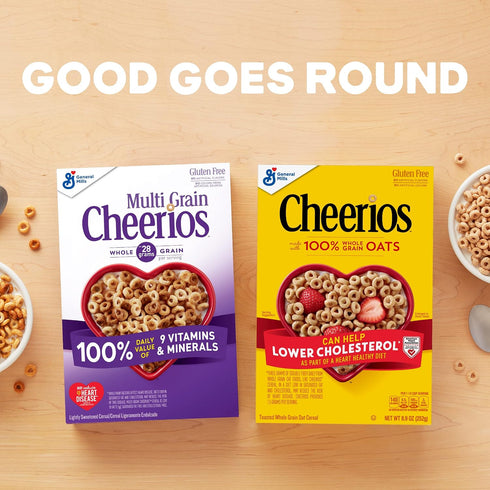 12 Oz(Pack 4) Cheerios Multi Grain Cheerios Heart Healthy Cereal, Large Size Cereal Box