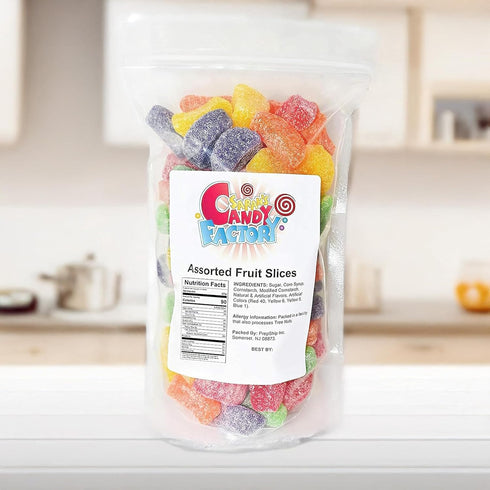 1 Assorted Fruit Slices Pound Bulk Resealable Bag, Assorted Fruit Jelly Candy, Unwrapped Wedges, Old Fashioned Jelly