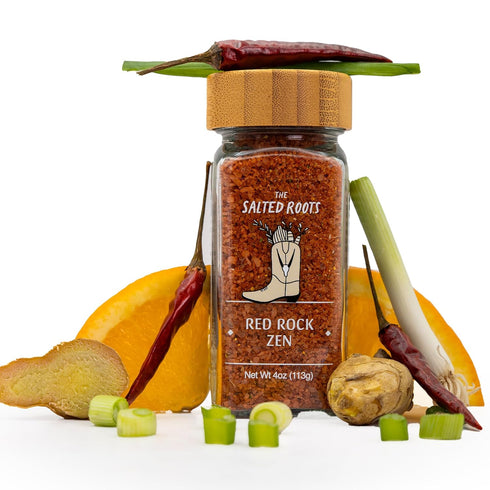 4oz The Salted Roots - Red Rock Zen Salt - Umami-Rich Gourmet Blend with Miso, Wasabi, Thai Chili & Citrus - Hawaiian