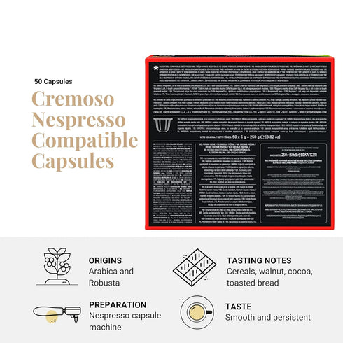 1882 6/10, 50 Caffe Vergnano Medium Roast Espresso Original Line Machine Compatible Capsules, Arabica Robusta Espresso