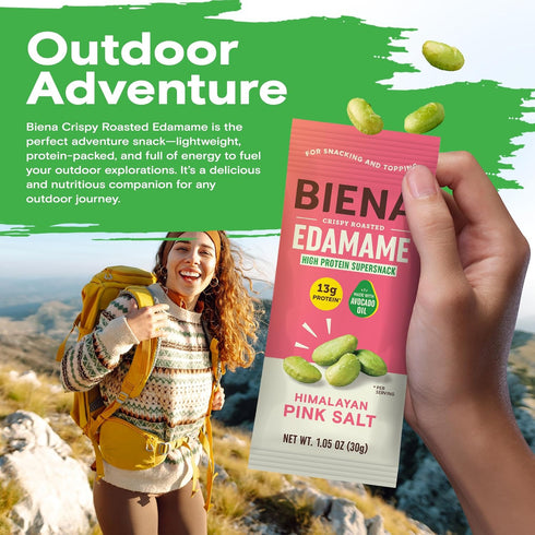 13g 10-Pack, 1.05oz Biena Crispy Roasted Edamame Beans Snack High Protein Low Carb Snack for Adults & Kids, Protein per
