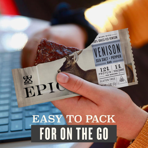 Pack, 12 Epic Provisions Protein Bars Variety Venison, Chicken, and Beef Flavors, Keto and Paleo Friendly, ct
