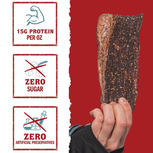 1lb (2 8oz Biltong Depot Original Beef Biltong Slab with Fat x Slabs) | Air-Dried Beef Jerky Snack | High Protein |