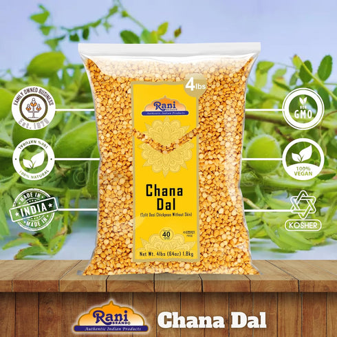 64oz (4lbs) 1.81kg Rani Chana Dal (Split Desi Chickpeas without skin) Bulk ~ All Natural | Gluten Friendly | NON-GMO |