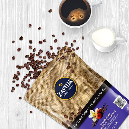2 LB Zavida Premium Hazelnut Vanilla Whole Bean Coffee