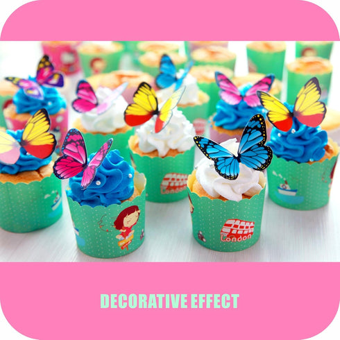 Butterfly Cake Toppers 40Pcs Set, GUCUJI Chocolate Mousse Cupcake Decoration (4 Patterns X 10)