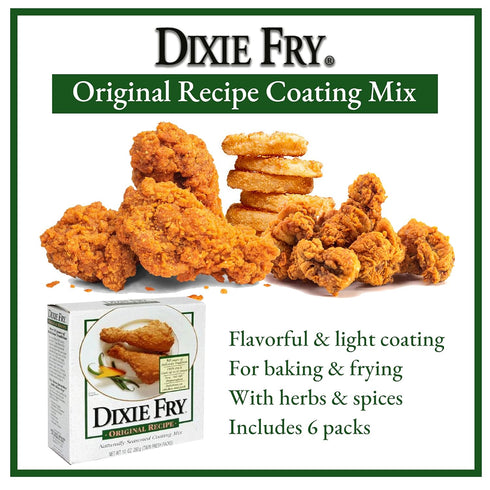 Dixie Fry 10-Ounce (Pack 6) Original Recipe Coating Mix for Fried Chicken, Pork Chops, & Seafood