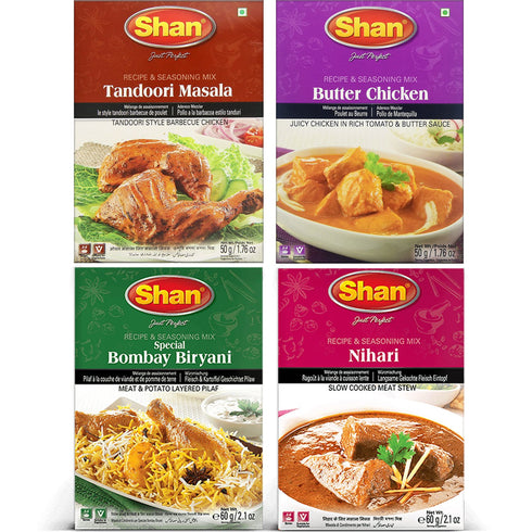 Shan Spices - Variety Combo #1 (Tandoori, Butter Chicken, Bombay Biryani, Nihari)