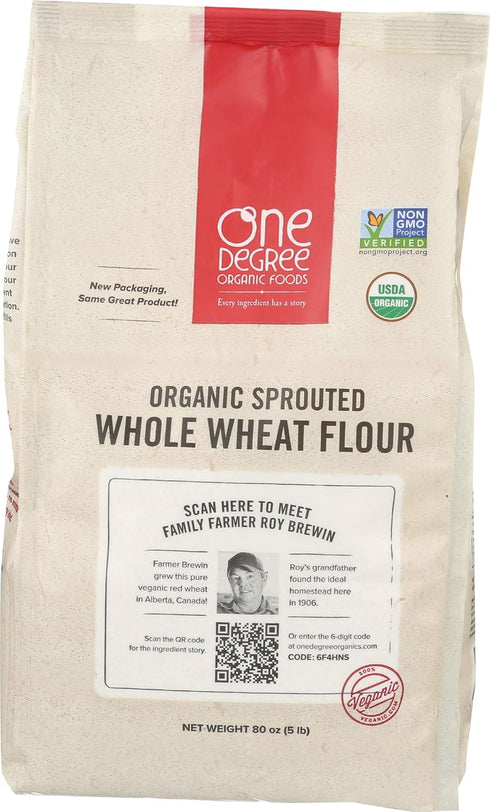One Degree Organic Foods Organic Sprouted Whole Wheat Flour, 80oz