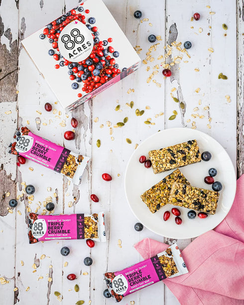 88 12 Count, Acres Granola Bars, Triple Berry Crumble, School Safe, Allergen Free Seed & Oat Snack Bar, Gluten & Nut