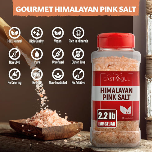2.2lb, 100% Eastanbul Himalayan Pink Salt for Grinder Refill, Pink Himalayan Sea Salt Coarse Grain, Pure, Chef-Grade