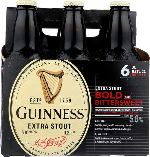 Guinness 6pk, 11.2 Oz 5.6 Extra Stout, Fl bottles, % ABV