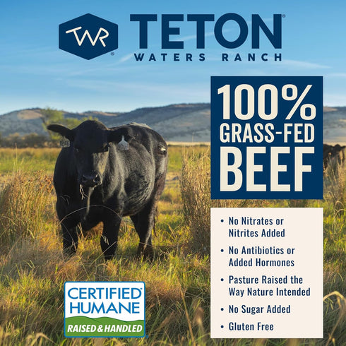 Teton Waters Ranch 100% 8oz Bun Length Uncured Beef Hot Dogs, Grass-Fed Beef, Fully Cooked, No Antibiotics or Hormones