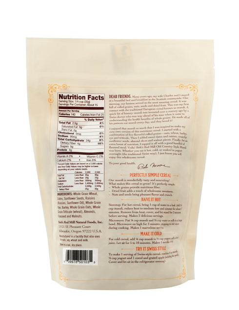 Country 18-ounce (Package Bob's Red Mill Old Style Muesli Cereal, May Vary)