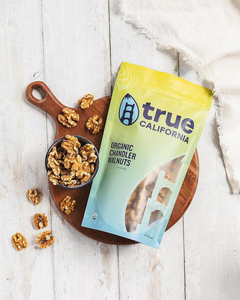 (2 LB) True California Organic Chandler Walnuts Raw, Shelled Halves and Pieces - Healthy Snacks, Vegan & Gluten Free