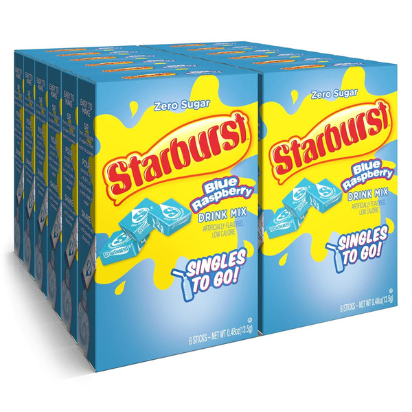 Starburst Singles To Go Powdered Drink Mix, Blue Raspberry, 6 Count (Pack