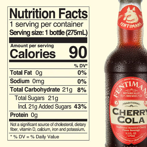 9.3 Oz (Pack 4) Fentimans Sparkling Cherry Cola - Cherry Soda, Soft Drink, Craft Soda Pop, All Natural Ingredients, No