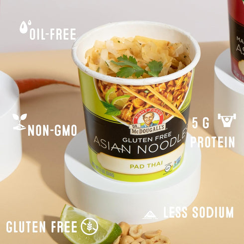 2 Pack 6 Dr. McDougall's Pad Thai Noodles - Asian Noodles - Gluten Free and Vegan - Instant Ramen Noodle Cups