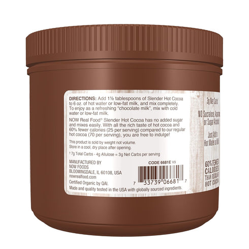 10-Ounce NOW Foods, Organic Cocoa Lovers Slender Hot Cocoa, No Sugar Added, Certified Non-GMO, Kosher