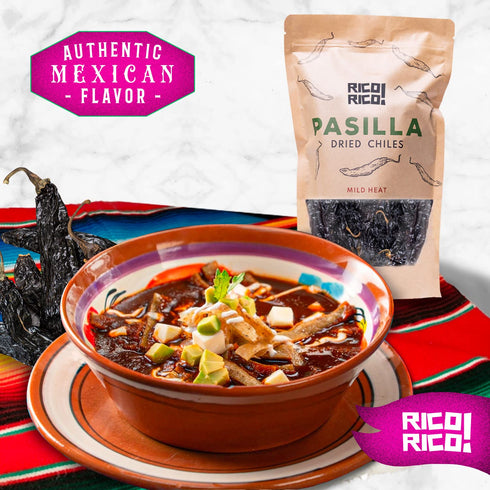 16 Oz. Packaged RICO RICO - Pasilla Dried Peppers - Pasilla Chiles Secos - Premium Peppers - Great For Mexican Cuisine